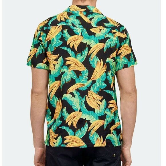 SUNDEK Men's Goldenwave Short Sleeve Shirt Casual Floral Hawaiian Leaf Print - M - Picture 3 of 9